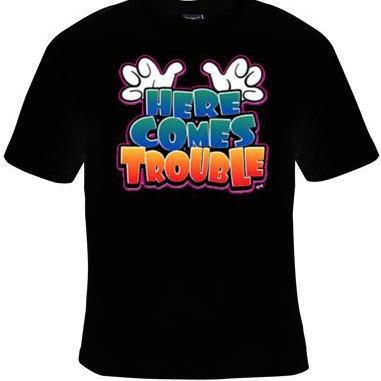 Here Comes Trouble Cool Funny Humorous Clothes T..